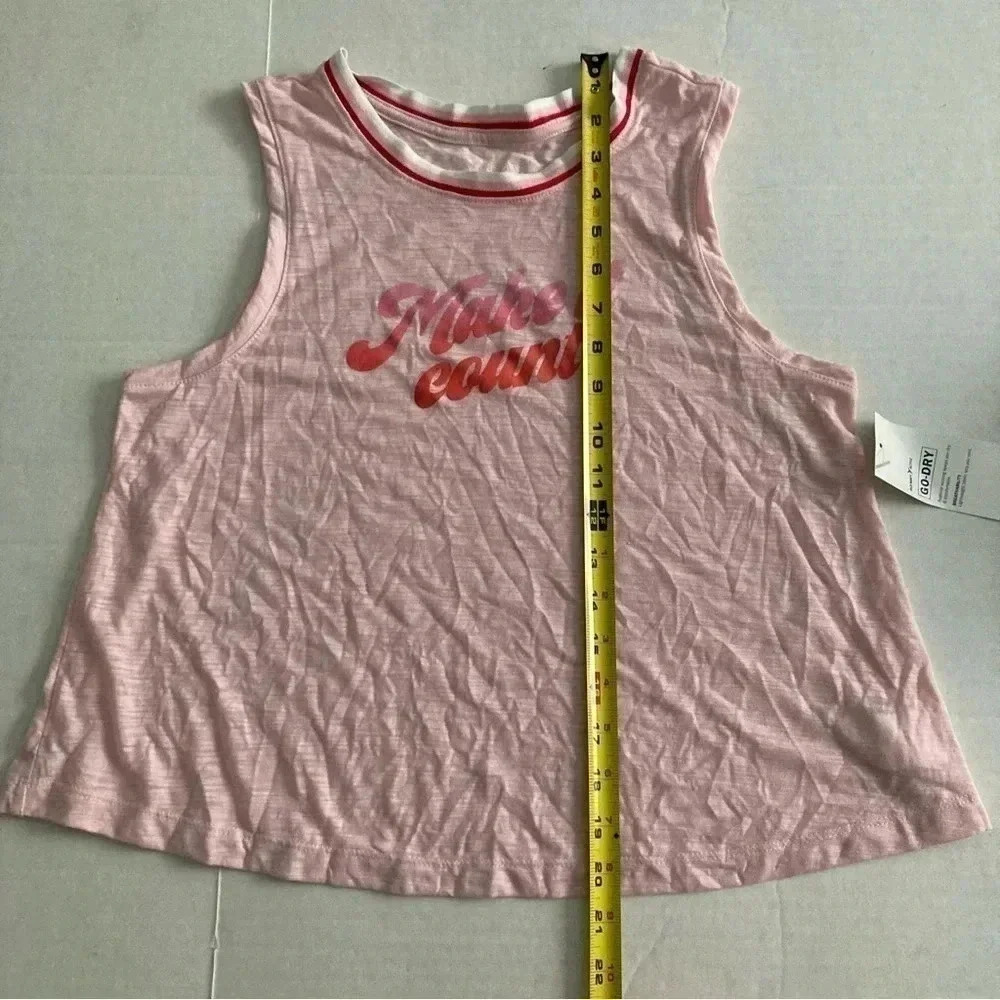 Old Navy Active Graphic Gym Tank Top Womens Sz XS Pink Make It Count Cropped NEW - Picture 4 of 6